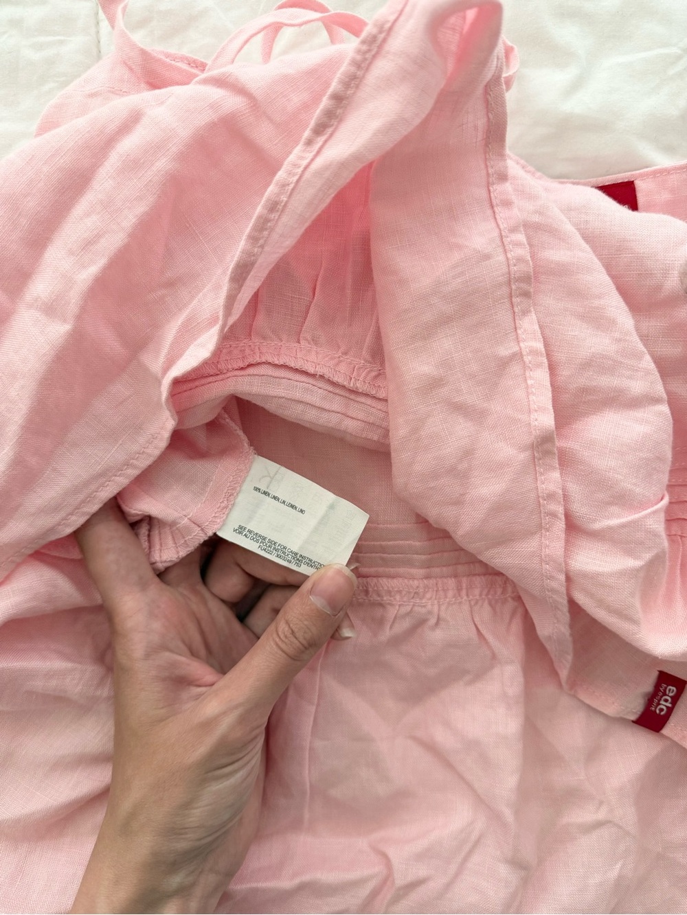 EDC pink 100% linen mini skirt - Picture 4 of 4